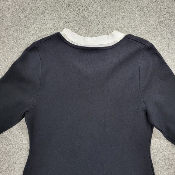 Nina Leonard Georgette Dress Womens XL Black Knit Tie Neck Tiered Flounce Sleeve - Picture 16 of 16